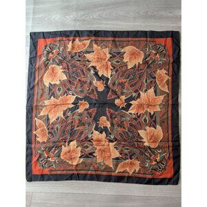 Vintage Italian Paisley & Leaf Print Scarf 30" Square 100% Polyester